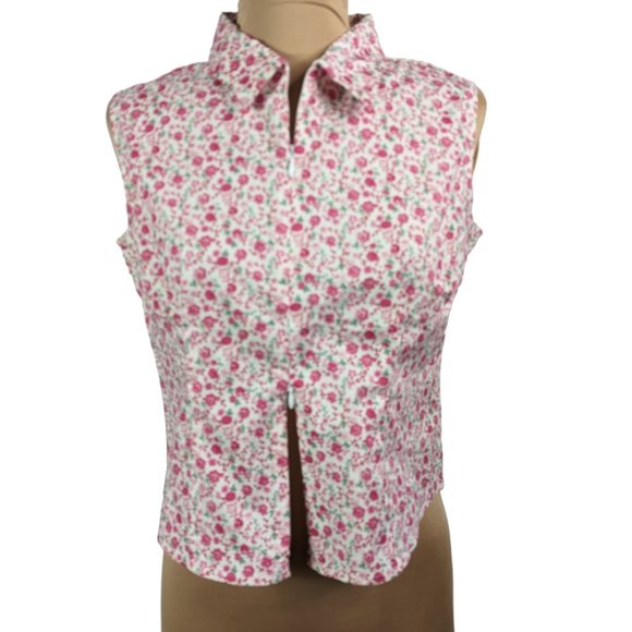 NO BOUNDARIES STRETCH Double Zipper Cotton Sleeveless Top White Pink Junior Med - Picture 6 of 13